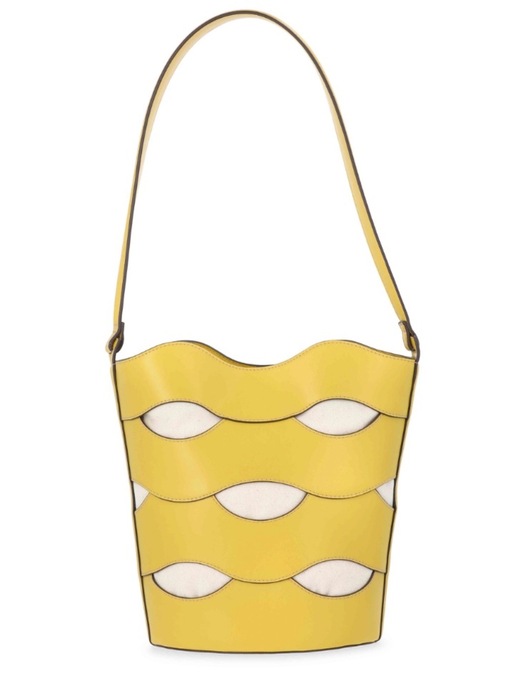 Free Assembly Women's Maria Cut Out Bucket Bag Mustard/Cream Tote Bag